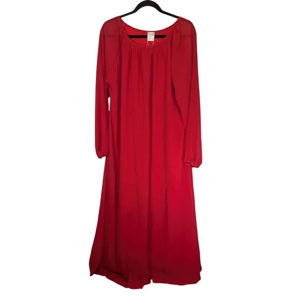 NWT BUENOS NINOS Long Sleeve Crew Neck Loose Chiffon Long Maxi Dress w/ Belt+ Wo